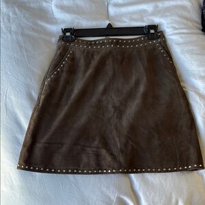 All Saints Brown Suede Skirt with Studs (100% leather)